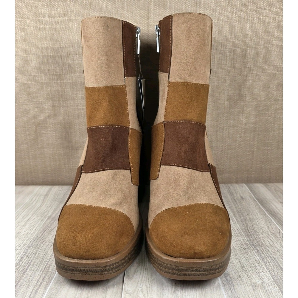 NEW Universal Thread Olly Patchwork Platform Faux Suede Retro Chunky Heel Sz 11